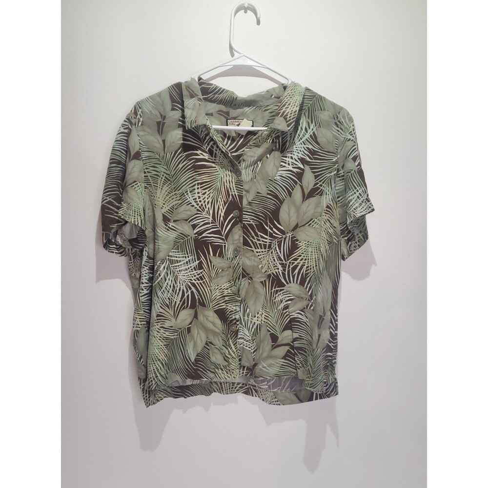 Caribbean Silk Blend Hawaiian Floral Print Short Sleeve Shirt, XL
